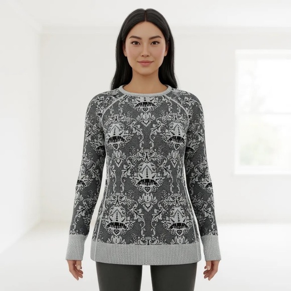 ATHLETIC ESSENTIALS Women’s Gray Black Print Yoga Athletic L/S Top R $79 - Picture 1 of 8